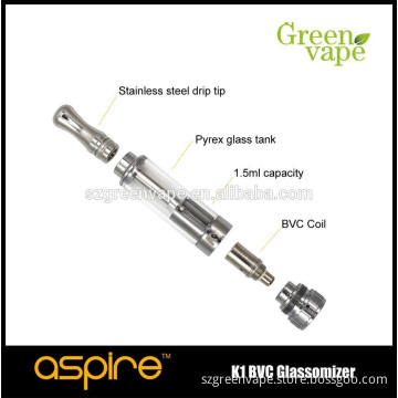 Aspire newest Aspire k1 Atomizer BVC bottom vertical coil BVC Aspire K1 BVC 1.5ml stainless drip tip pyrex galss tube Aspire K1